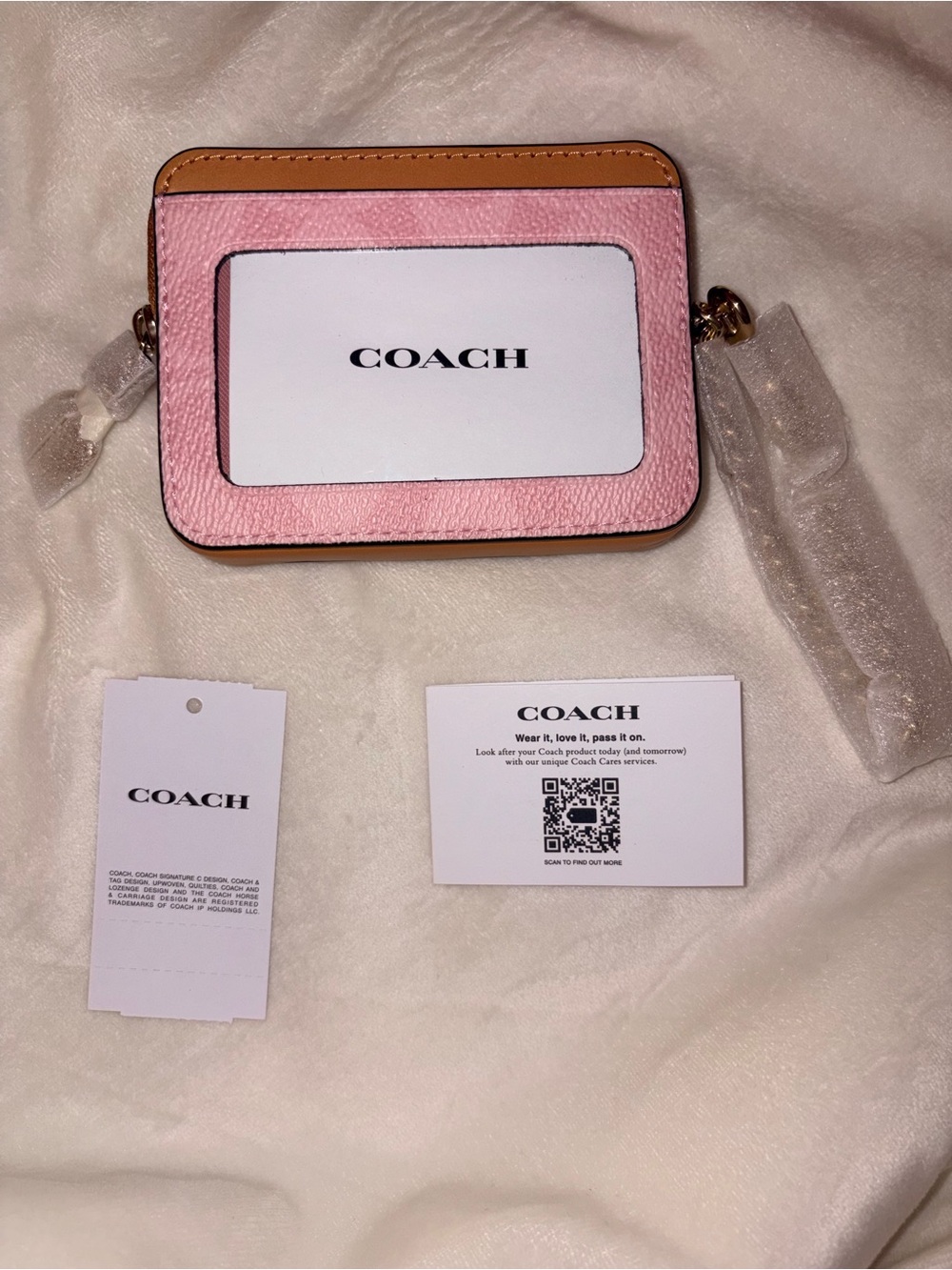 Coach Pink and Tan ID Card Case